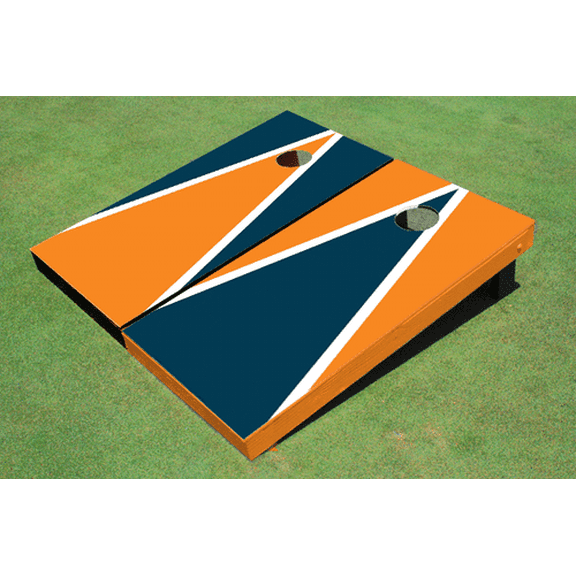 Orange And Navy Alternating Triangle Custom Cornhole Board