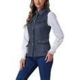 thumbnail image 4 of INSPIRE CHIC Women's Utility Cargo Vest Button Front Sleeveless Faux Suede Jacket with Pockets L Dark Blue, 4 of 6