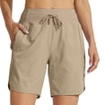 thumbnail image 7 of Women's 7" Athletic Running Long Shorts Workout Hiking Shorts Quick Dry High Waisted Active Zipper Pocket(Khaki,XL）, 7 of 7