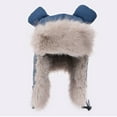 thumbnail image 3 of ZQUUVOU Men's and Women's Plush Russian Hat Winter Cozy Full Hood Earflap Hat Warm Ski Hunting Cycling Trapper Hats Blue, 3 of 9