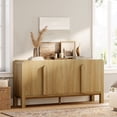 thumbnail image 3 of 63" Accent Cabinet with 4 Doors and Adjustable Shelves, Modern Credenza Storage Cabinet with Curved Profile Design for Living Room, Kitchen, Dining Room, Hallway, 3 of 13