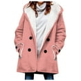 thumbnail image 5 of Spring Saving Deals 50% Off Clear!GaThRRgYP Womens Coats Clearance Womens Lapel Collar Coats,Velvet Double Breasted Hooded Solid Color Mid Length Women's Solid Color Temperament Commuting Jacket, 5 of 5