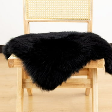 Soft Square Fur Area Rug Black Shaggy Fluffy Rugs Long Plush Floor Carpet Mat for Bedroom Living Room Decor 19.7x19.7inch