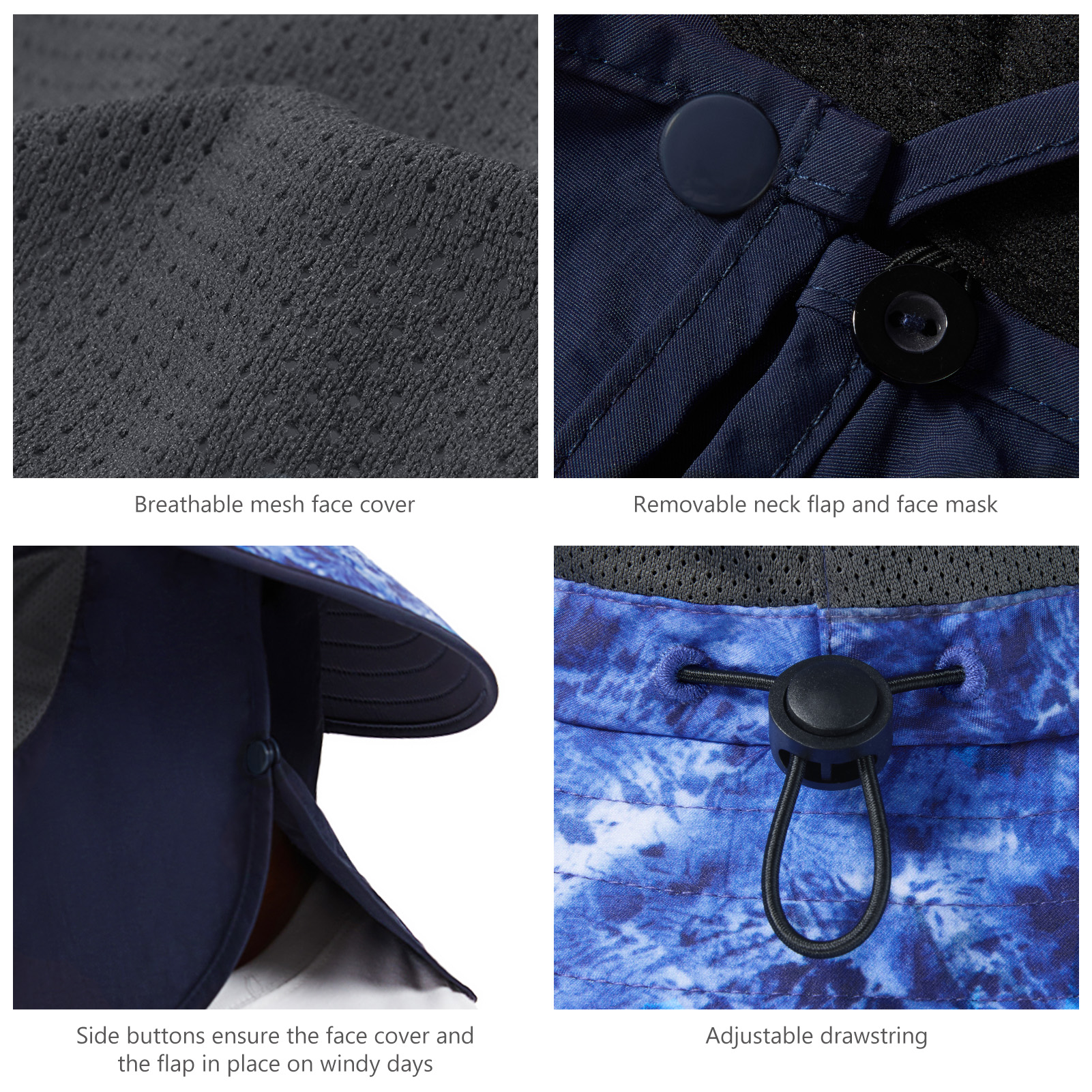 Men’s UPF 50+ Sun Hat with Face Cover & Neck Flap FH09