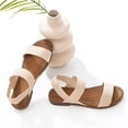 thumbnail image 4 of Ataiwee Women's Flat Slide Sandals - Casual Adjustable Elastic Strappy Double Bands Summer Flat Sandals., 4 of 6