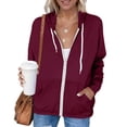 thumbnail image 2 of Staron Women's Lightweight Sun Protection Jacket Long Sleeve UPF Hooded Casual Zippered Front with Pockets Spring Summer Fall Beach Travel Outerwear, Wine XXL, 2 of 7