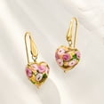 thumbnail image 4 of Ross-Simons Golden and Rose Murano Glass Heart Drop Earrings in 18kt Gold Over Sterling, Women's, Adult, 4 of 5