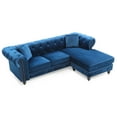 thumbnail image 4 of Navy Blue Sofa Chaise Sectional - Velvet Chesterfield Couch with Pocket Coil Seating - 98" Stylish Comfort, 4 of 9