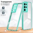 thumbnail image 2 of SaniMore for Samsung Galaxy S22 Ultra Case Slim Transparent [Not Yellowing Technology], Rugged PC & TPU Bumpers Built-in Detachable Lens Protector Shockproof Protective Cover, Green, 2 of 7