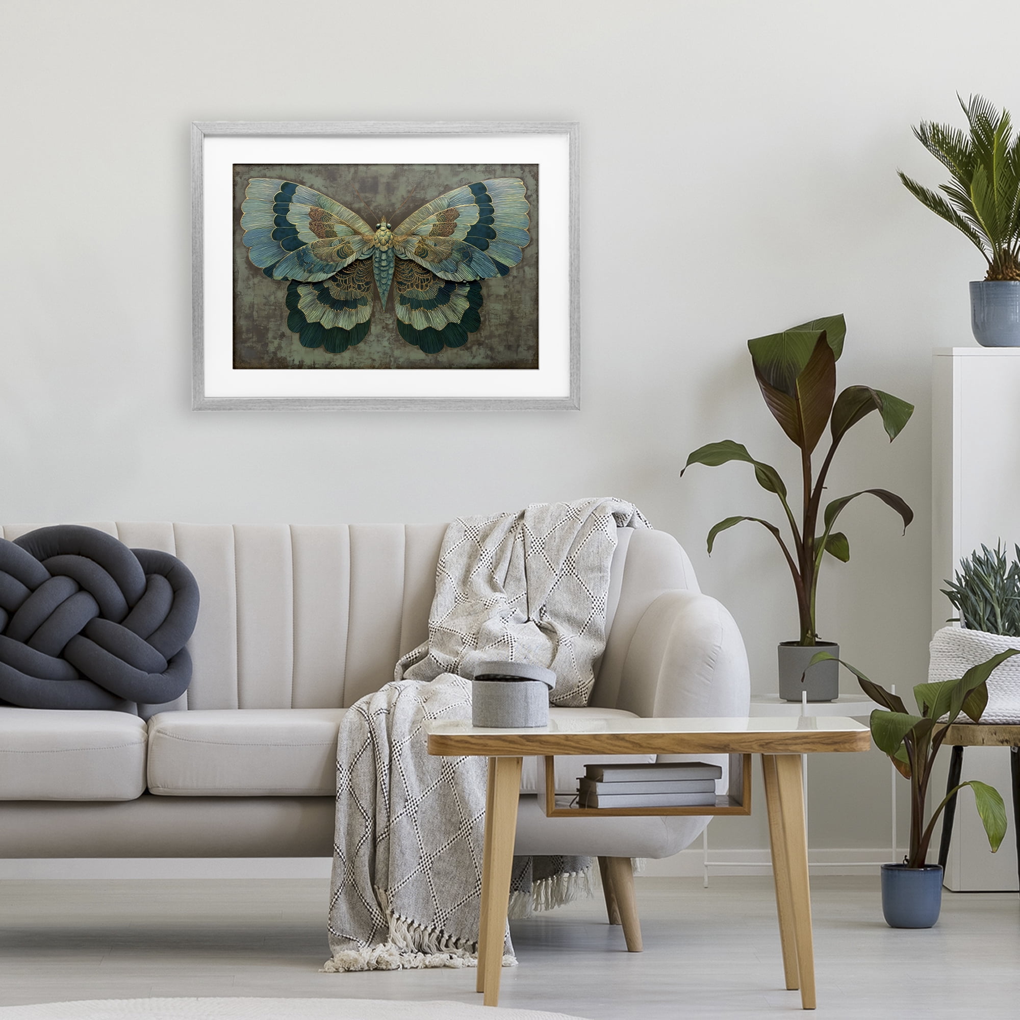 Stupell Industries Golden Jewel Butterfly Gray Framed Print Under Glass, design by Petal Prints Design