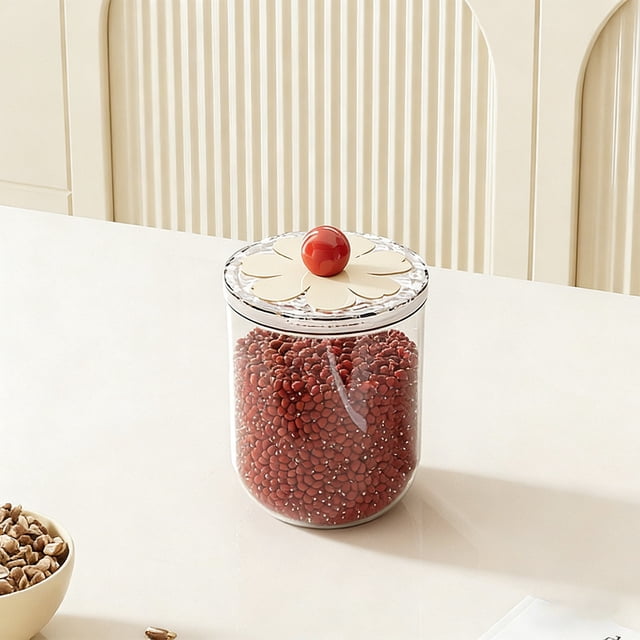 Transparent Plastic Food Storage Container with Airtight Sealing Lid, Kitchen Pantry Organizer Box, 900/1400/2200/2600 mL, Round Stackable