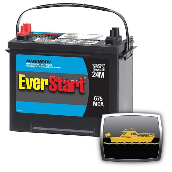 EverStart MARINE 24M-625N, 12 Volt, Marine Starting Battery, Group Size 24, 675 MCA, EverStart, Marine Battery
