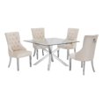 thumbnail image 1 of 47" x 47" Clear Glass 5pc Dining Set with Silver Stainless Steel, 1 of 4