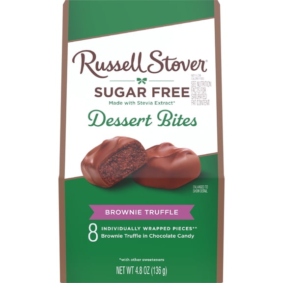 RUSSELL STOVER Sugar Free Brownie Truffle Dessert Bites in Chocolate Candy, 4.8 oz.