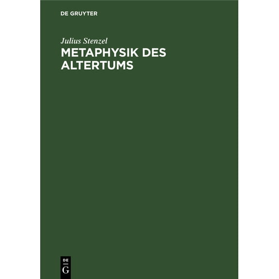 Metaphysik Des Altertums, (Hardcover)