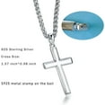 thumbnail image 2 of Silver Cross Necklace for Men, 925 Sterling Silver Cross Pendant Necklace with Stainless Steel Chain, 2 of 5