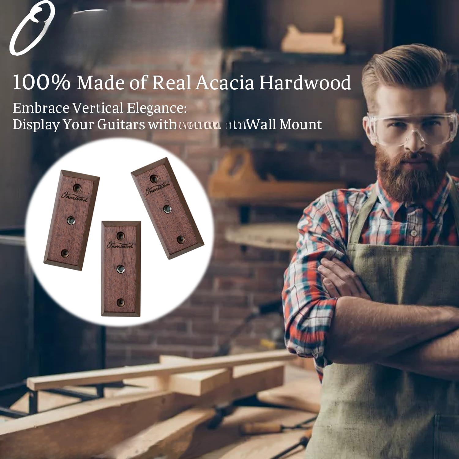 Guitar Wall Mount 3 Pack  Acacia Hardwood Hanger U-shaped Holder Hook Stand For Acoustic Electric Banjo Bass Player Men Boy