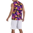 thumbnail image 5 of Gaeub Purple Flower Men's Mesh Basketball Jersey, Quick-Drying Sleeveless Top S-4XL, Loose Muscle Tank Top -X-Large, 5 of 9