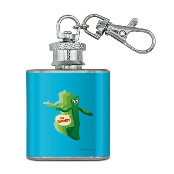 Go Gumby Stainless Steel 1oz Mini Flask Key Chain