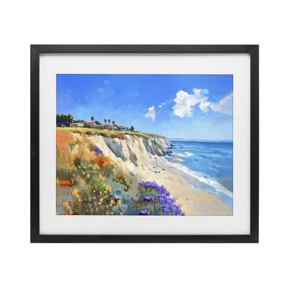 Stupell Industries Coastal Wildflower Field Black Framed Print Under Glass, design by The Prints Vibe