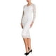 thumbnail image 4 of VESTIDO MIDI DE ENCAJE FLORAL CON MANGAS LARGAS TRANSPARENTES Y ESCOTE EN V DE INSPIRE CHIC L Blanco, 4 of 5