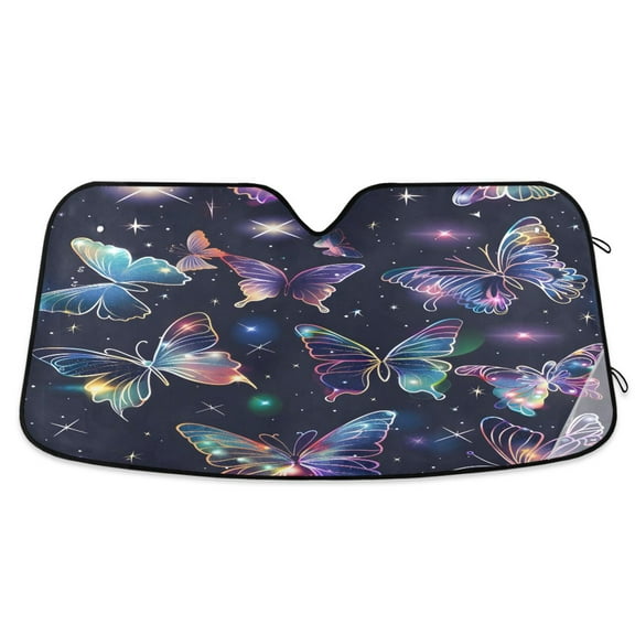 ALAZA Beautiful Butterfly in Shiny Windshield Sun Shade Car Foldable Visor Block UV Rays Protector 55"x27.6"