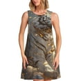 thumbnail image 1 of Xecao Robe Tigre Blanc Doré pour Femmes Robes d'Été Décontractées Robes de Plage Sans Manches T-Shirt Robe Évasée avec Poches, 1 of 7