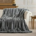 thumbnail image 4 of Faux Fur Throw Blanket for Couch, Ultra Cozy Fuzzy Fluffy Fur Luxurious Soft Striped Plush Gift Blankets for Family Sofa Chair Bedroom, 60"x80", 4 of 8