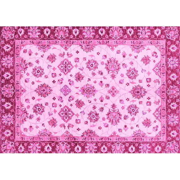 Ahgly Company Indoor Rectangle Abstract Pink Modern Area Rugs, 5' x 7'