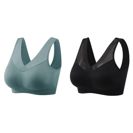 (2-Pack) 2025 New Women s Comfortable andy Womens Bras Comfortable Padded Thin Summer Bra Beautiful Sports Bra for Women Back Tank Top No Women Bras Plus Size Front Closure Steel Ring Bra