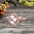 thumbnail image 4 of Milgrain Cushion Cut Morganite Engagement Ring 1.25 Carat Glaring Wedding Ring 10k Rose Gold Floral Art Deco, 4 of 6