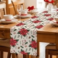 thumbnail image 5 of Christmas Poinsettia Table Runner 60 Inches Long Farmhouse Dress Scarves, Xmas Red Flowers Pine Cones Vintage Dining Tablerunner for Coffee Table/Kitchen Island/Party Décor, 13" x 60", 5 of 8