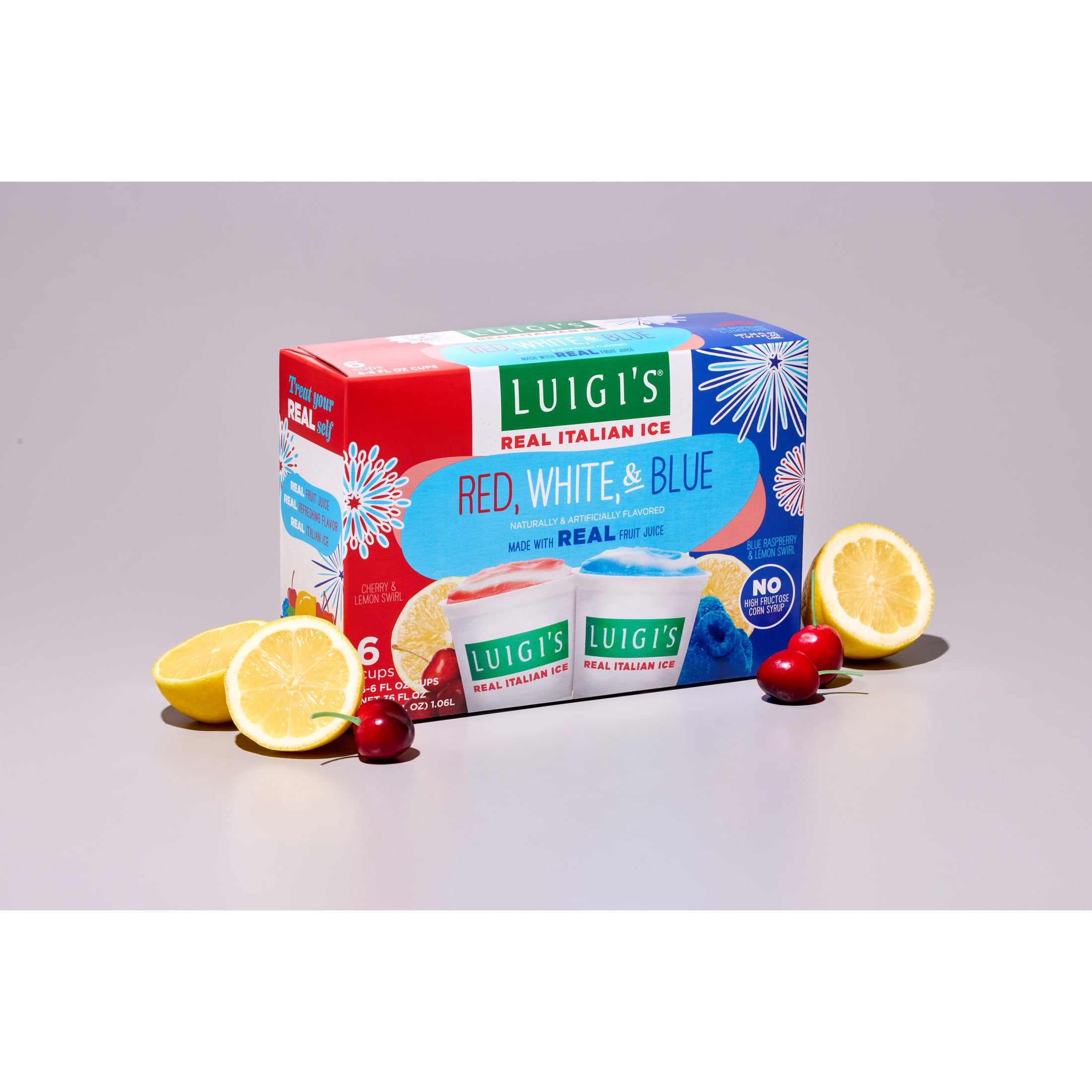 Luigi's Red, White, & Blue Real Italian Ice, 6 fl oz, 6 Count (Frozen)