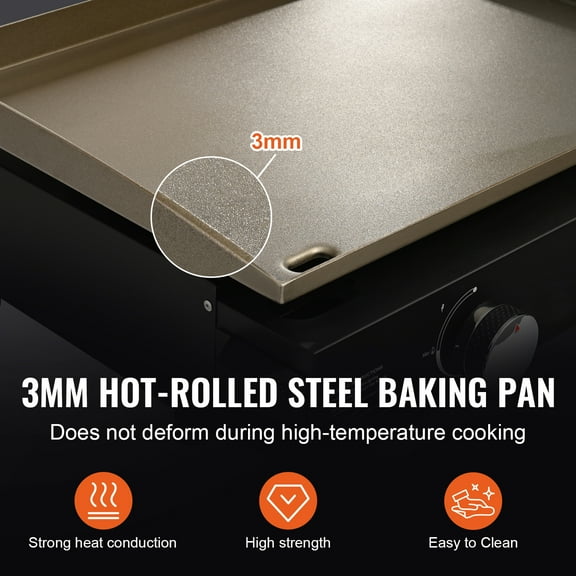 KFFKFF Countertop Commercial Gas Griddle 22" Flat Top Grill Hot Plate Restaurant 13,000 BTU