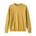 thumbnail image 4 of BELTNOV Women Solid Crew Neck Pullover Sweater Soft Knit Long Sleeve Tops Ribbed Cuffs Hem Loose Straight Warm Casual Winter Daily Outfit Yellow, 4 of 5