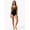 Brown, variant on Women's Black White Color Block Bow Detail Retro One Piece Swimsuit