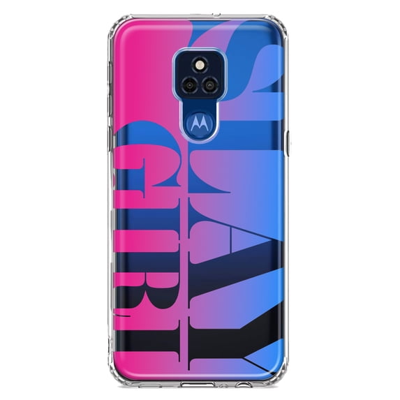 MUNDAZE Motorola Moto G Play 2021 Shockproof Clear Hybrid Protective Phone Case Pink Blue Clear Funny Text Quote Slay Girl Cover