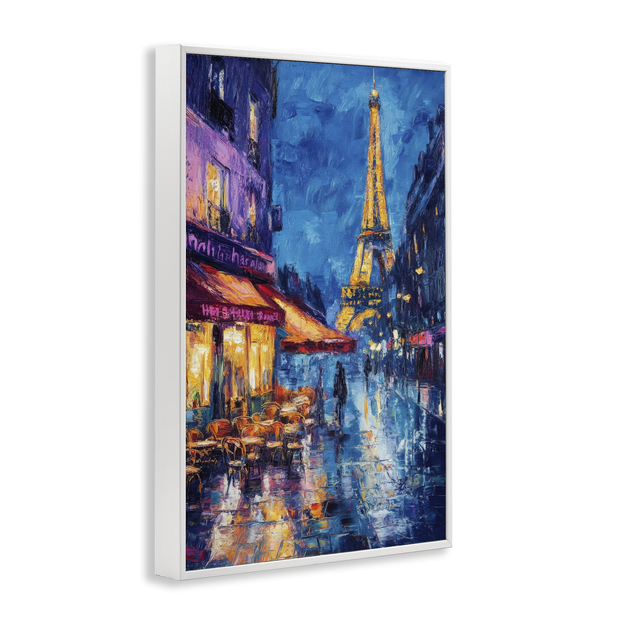 Stupell Industries Dusk Paris Street Scene White Framed Giclee Art, design by Petal Prints Design