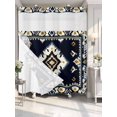 thumbnail image 4 of Navy Blue Boho No Hook Shower Curtain Waterproof, Bathroom Curtains with Snap in Liners and See Through Top Window, Ethnic Art Geometric Southwestern Hotel Style Bathtub Curtains Shower 66"Wx72"L, 4 of 8