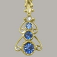 thumbnail image 5 of LBG 10k Gold Genuine Natural Sapphire & Diamond Womens Bohemian Pendant & Chain Necklace - Chain length 20, 5 of 5