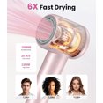 thumbnail image 5 of Hair Dryer,150000 RPM Ionic Blow Dryer with 500M Negative Ions, Lightweight Travel Hair Dryer with Magnetic Diffuser & Nozzle for Fast Drying, Low Noise Brushless Motor for Salon & Home Use,Pink, 5 of 8