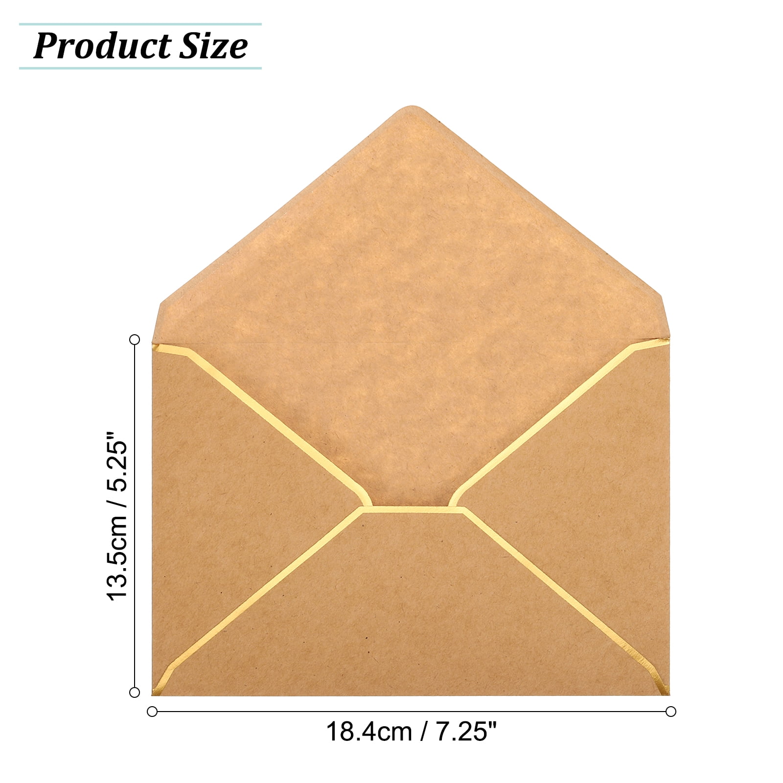 Unique Bargains A7 Envelopes Card V Flap Envelopes with Gold Border for Gift Cards Retro, Gold