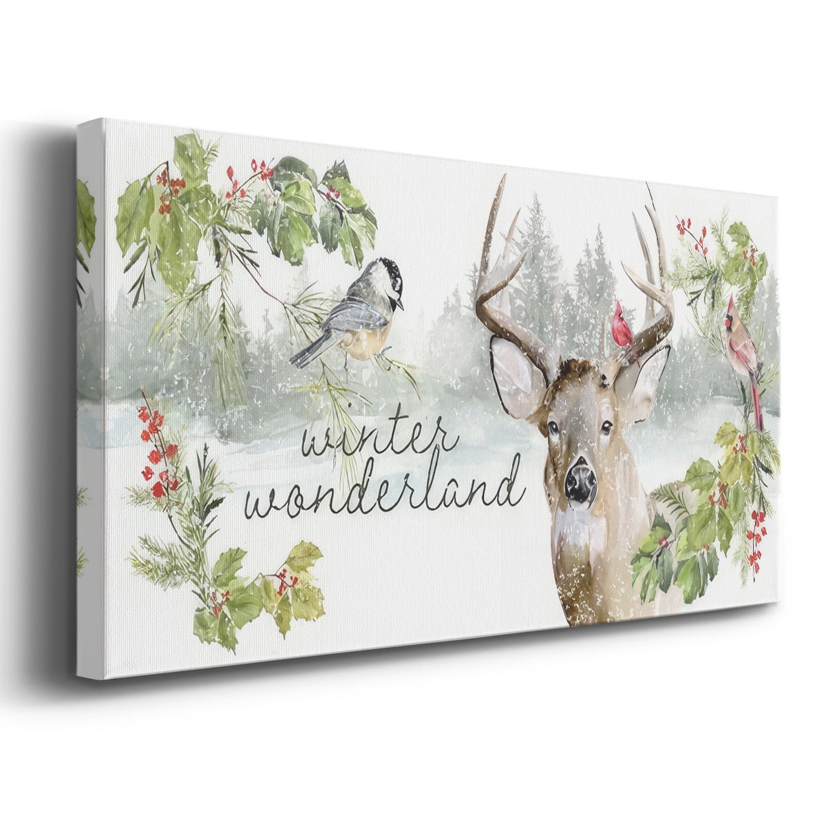 Holiday Deer Collection D- Gallery Wrapped Canvas
