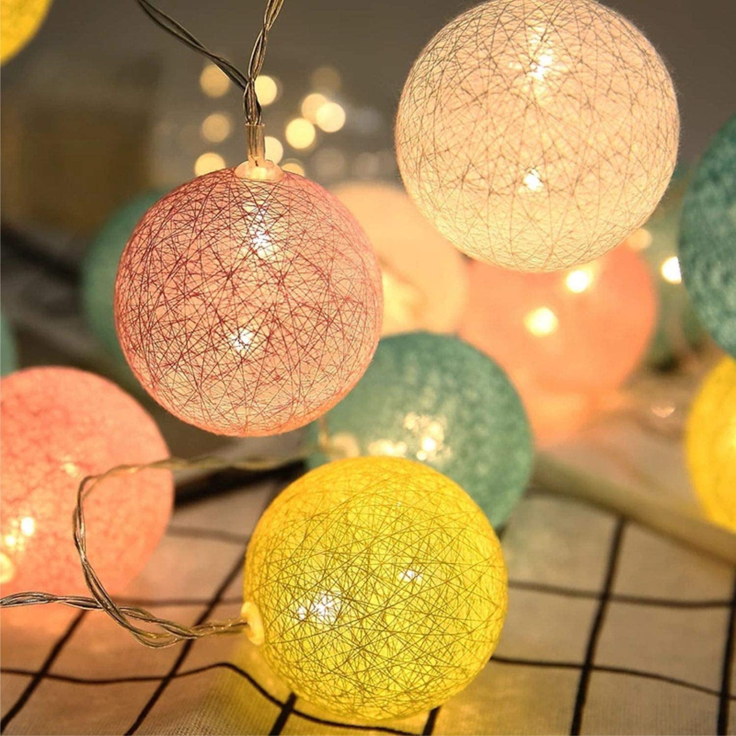 Details about   20LED 3M Cotton Ball Ball Globe String Fairy LED Lights Kid Bedroom Home DN1L1 