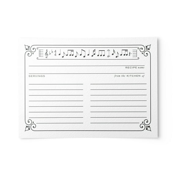 50 Music Notes Recipe Cards from Dashleigh, 4x6 inches, Double-Sided