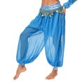 thumbnail image 3 of Zaldita Women's Belly Dance Harem Pants Shiny Sequin Tassel Trouser Arabic Performance Loose Pants Sky Blue One Size, 3 of 7