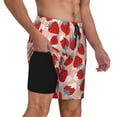 thumbnail image 3 of Picia Red Strawberry pattern Mens Swim Trunks with Compression Liner Stretch Beach Shorts Quick Dry with Zipper Pockets No-Chafing Board Shorts-X-Large, 3 of 9