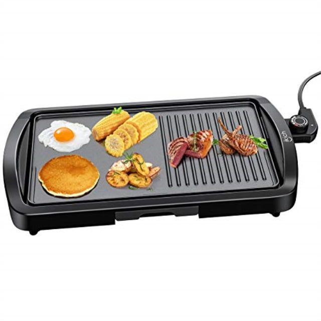 ikich electric griddle indoor, 1600w smokeless nonstick electric