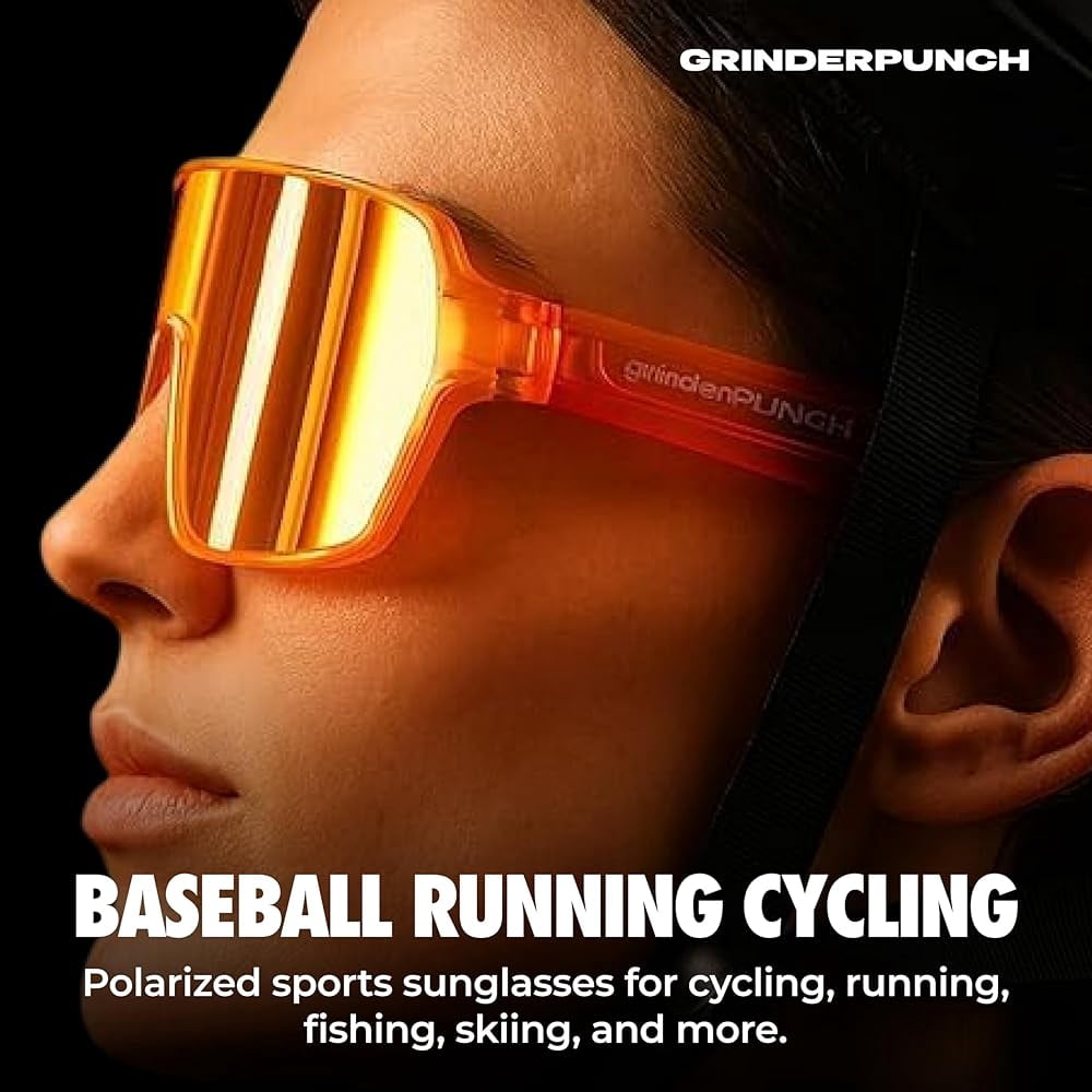 grinderPUNCH XL Baseball Pickleball Running Hiking & Cycling Polarized Sport Sunglasses for Men & Women with UV Protection