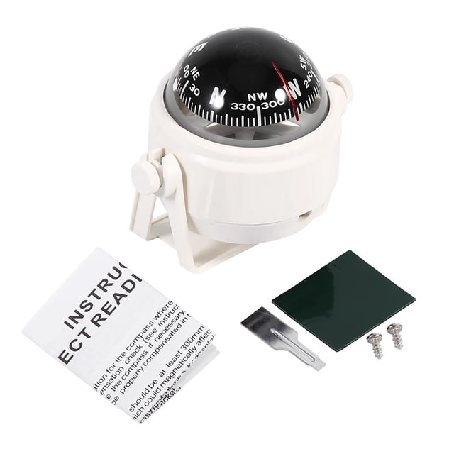Brújula Digital Plástico Blanco Preciso Con Soporte Brújula De Pie Ajustable Guía De Dirección De La Bola De Navegación Para Automóvil Barco Marino Caravana Eigraketly VI004646-00